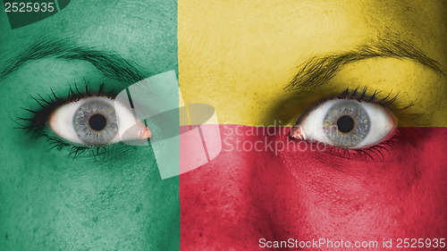 Image of Close up of eyes with flag