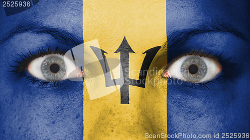 Image of Close up of eyes with flag