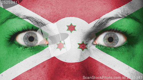 Image of Close up of eyes with flag