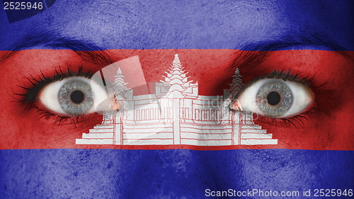 Image of Close up of eyes with flag