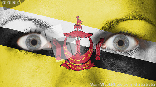 Image of Close up of eyes with flag