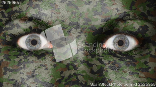 Image of Close up of eyes with flag