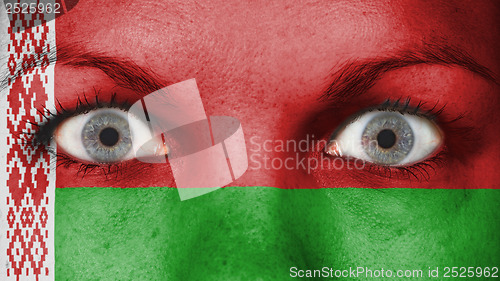 Image of Close up of eyes with flag