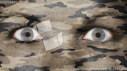 Image of Close up of eyes with flag