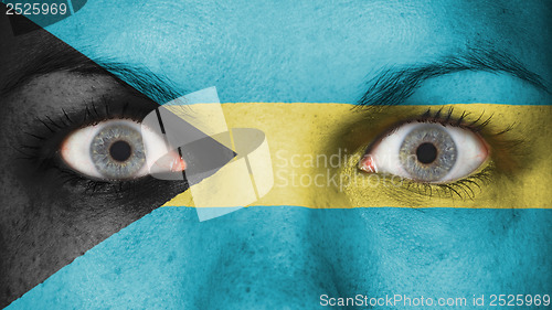 Image of Close up of eyes with flag