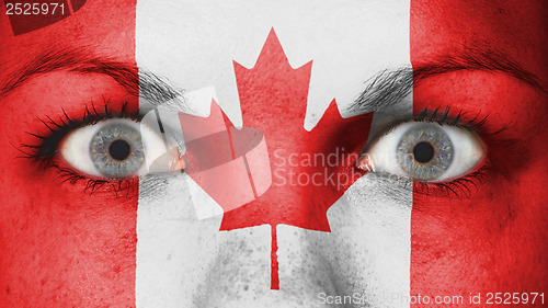 Image of Close up of eyes with flag