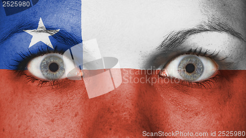 Image of Close up of eyes with flag