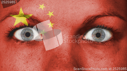 Image of Close up of eyes with flag