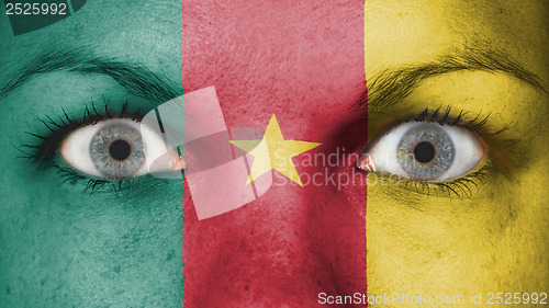 Image of Close up of eyes with flag