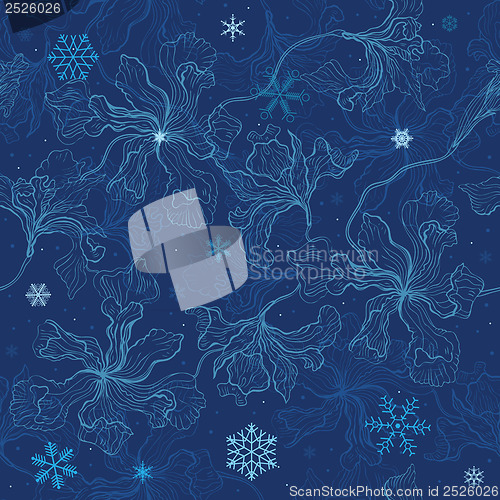 Image of Floral background.  Christmas snowflakes.