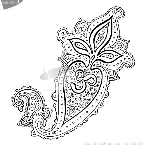 Image of Paisley. Ethnic ornament. Om Aum Symbol.