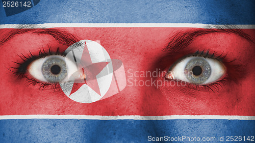 Image of Close up of eyes with flag