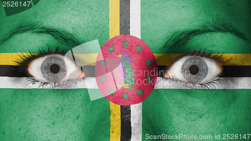 Image of Close up of eyes with flag