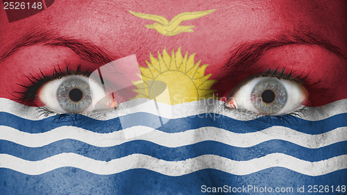 Image of Close up of eyes with flag