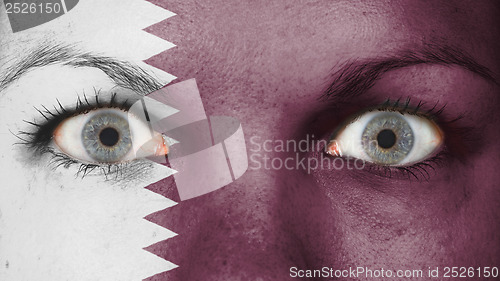 Image of Close up of eyes with flag