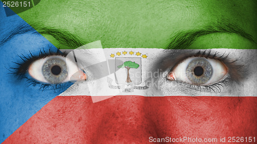 Image of Close up of eyes with flag