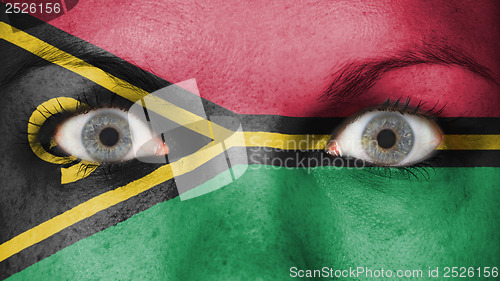 Image of Close up of eyes with flag