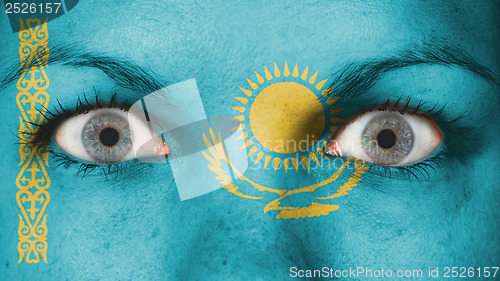 Image of Close up of eyes with flag