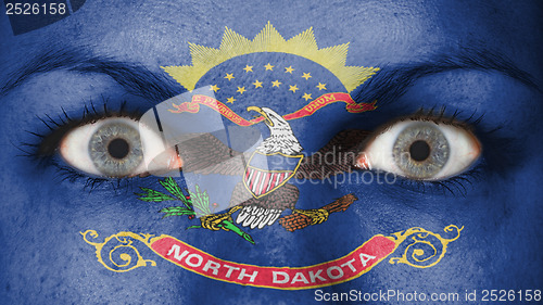 Image of Close up of eyes with flag