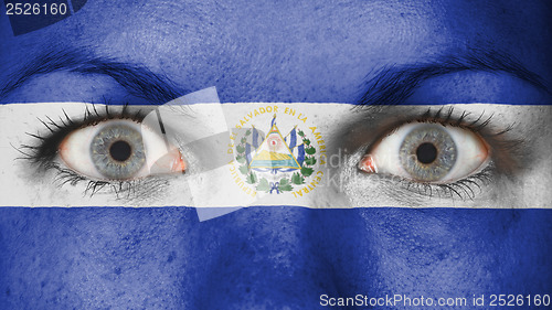 Image of Close up of eyes with flag