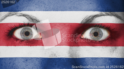 Image of Close up of eyes with flag