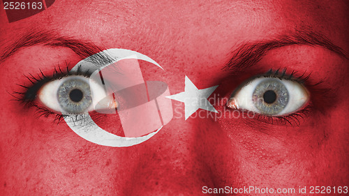 Image of Close up of eyes with flag