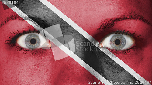 Image of Close up of eyes with flag