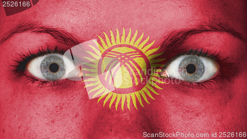 Image of Close up of eyes with flag