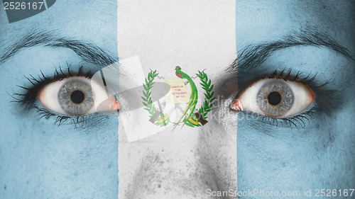 Image of Close up of eyes with flag