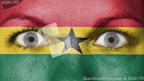 Image of Close up of eyes with flag