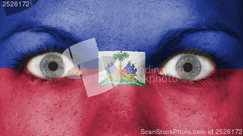 Image of Close up of eyes with flag