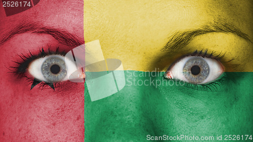 Image of Close up of eyes with flag