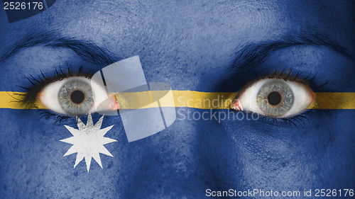 Image of Close up of eyes with flag