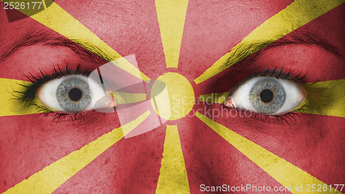 Image of Close up of eyes with flag