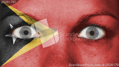 Image of Close up of eyes with flag