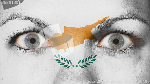 Image of Close up of eyes with flag