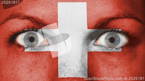 Image of Close up of eyes with flag