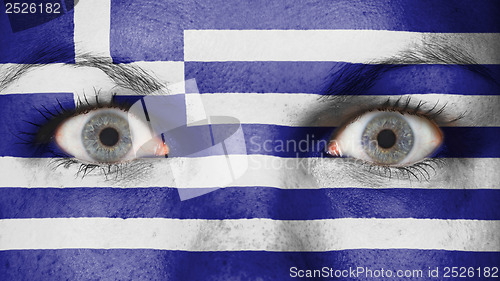 Image of Close up of eyes with flag