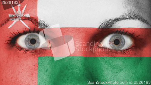 Image of Close up of eyes with flag