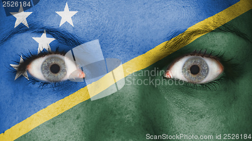 Image of Close up of eyes with flag