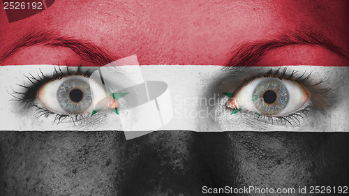 Image of Close up of eyes with flag