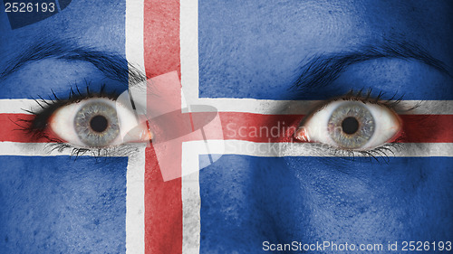 Image of Close up of eyes with flag