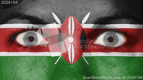 Image of Close up of eyes with flag