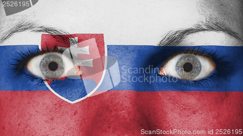 Image of Close up of eyes with flag