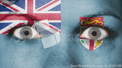 Image of Close up of eyes with flag