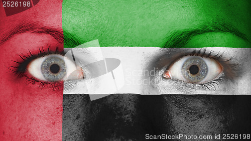 Image of Close up of eyes with flag