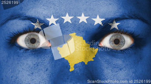 Image of Close up of eyes with flag