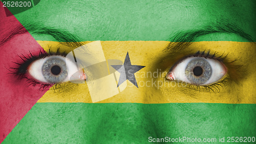 Image of Close up of eyes with flag