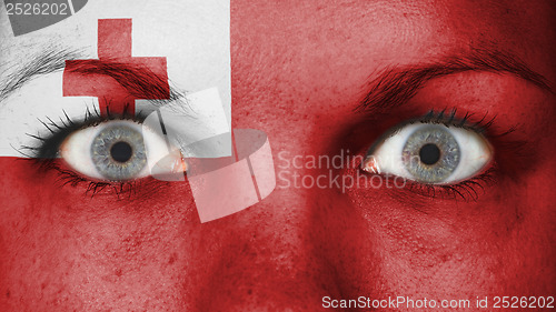 Image of Close up of eyes with flag