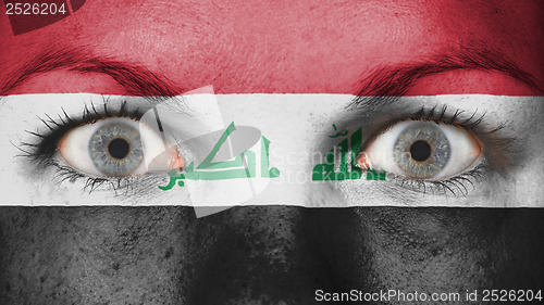 Image of Close up of eyes with flag